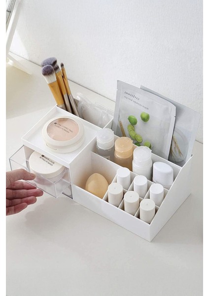 3 Katlı 2 Çekmeceli Beyaz Ofis ve Kozmetik Düzenleyici Organizer indirimleri