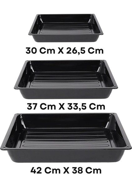 Emaye Yanmaz Yapışmaz Kare Fırın Tepsi Seti 30X26,5 CM...37X33,5 CM....42X38CM