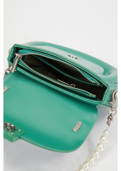 Yeşil Kalpli Taş Askılı Kadın Klasik El Çantası indirimleri