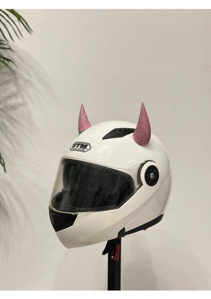 Motor & Motosiklet Pembe Simli Şeytan Boynuzu Kask Dış Aksesuar fiyatları