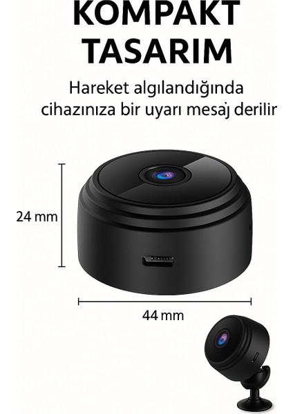 Mini Kablosuz Hd Güvenlik Kamerası – 1080P Çözünürlük | Wifi | Gece Görüşlü | Ev & Ofis Için Ideal