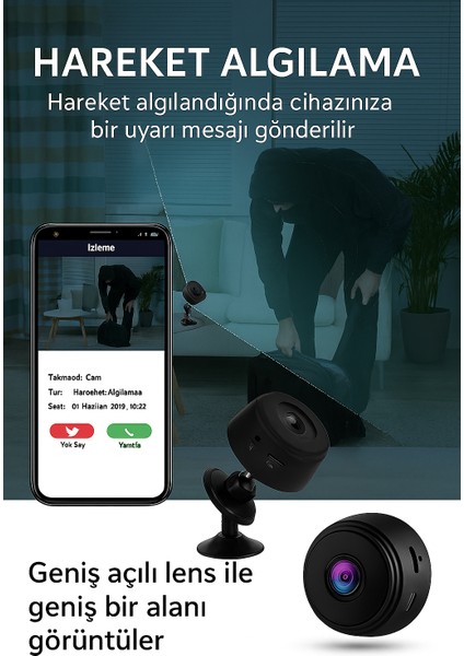 Mini Kablosuz Hd Güvenlik Kamerası – 1080P Çözünürlük | Wifi | Gece Görüşlü | Ev & Ofis Için Ideal