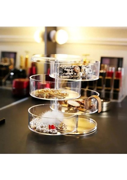 4 Katlı Silindir Takı ve Makyaj Organizeri, Şık ve Fonksiyonel Saklama Kutusu fiyatları