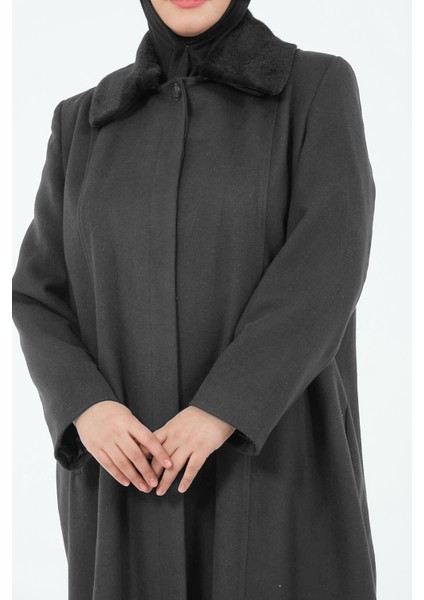 Bengül Kadın Büyük Beden Astarlı Tesettür Kaşe Manto modelleri