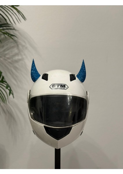 Motor & Motosiklet Petrol Mavi Şeytan Boynuzu Kask Dış Aksesuar