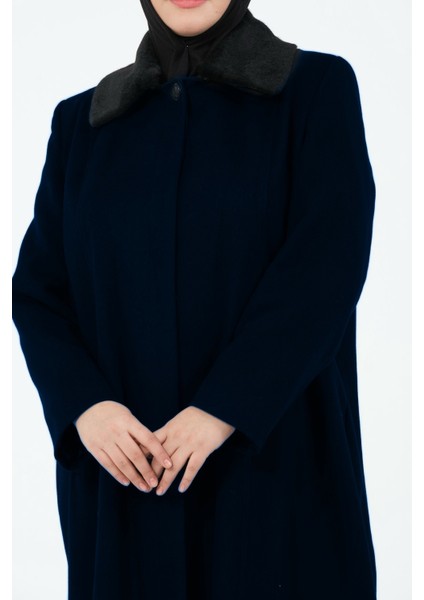 Bengül Kadın Büyük Beden Astarlı Tesettür Kaşe Manto modelleri