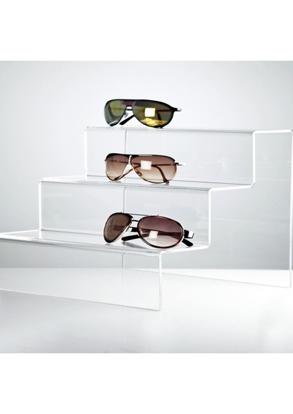 Şeffaf 3 Katlı Pleksi Merdiven Standı, 30CM, Makyaj ve Dekor Kullanımına Uygun indirimleri