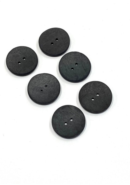 Kokonat Düğme Özel Boyama Siyah Renk 6'lı Set 2,2 cm
