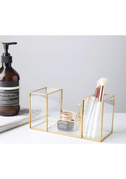 Çok Renkli Cam Fırçalık Makyaj Organizer, Şık ve Kullanışlı Tasarım