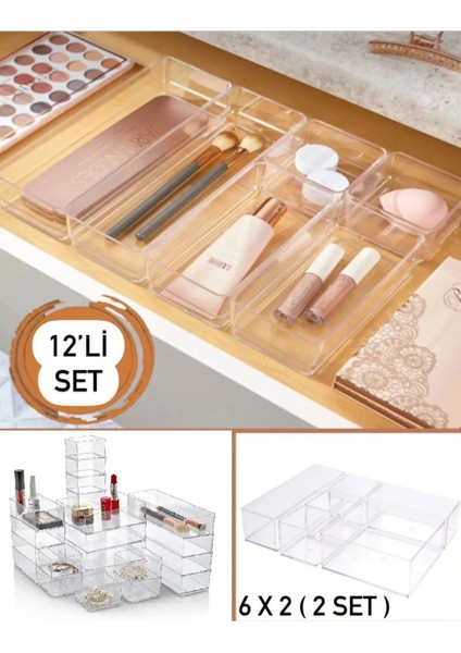 12 Parça Turuncu Takı ve Makyaj Düzenleyici Seti (2 x 216) Kalem ve Aksesuar Organizer