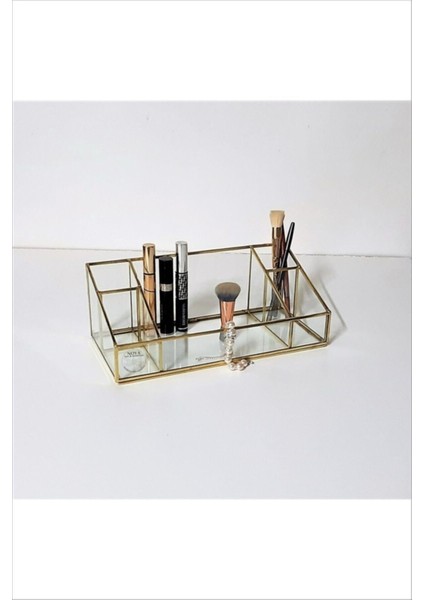 Yüksek Kalite 5'li Makyaj Kutusu, Pirinç ve Turkuaz Renk, 30 cm modelleri