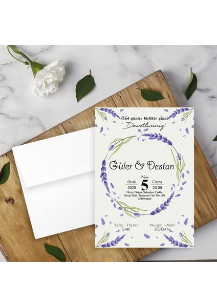 Beyaz Zarflı Davetiye Düğün - Nişan - Kına - Nikah (1000ADET)