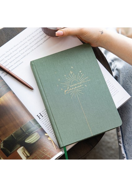 A5 Keten Süresiz Planlayıcı Ajanda Yeşil