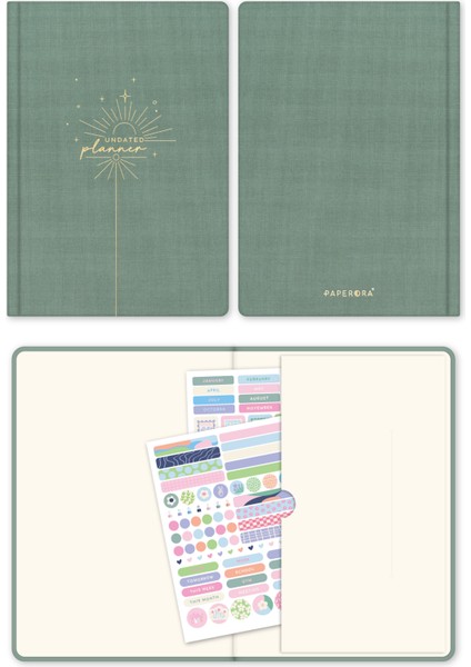 A5 Keten Süresiz Planlayıcı Ajanda Yeşil fırsatları