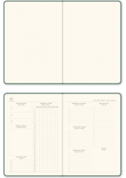 A5 Keten Süresiz Planlayıcı Ajanda Yeşil indirimleri