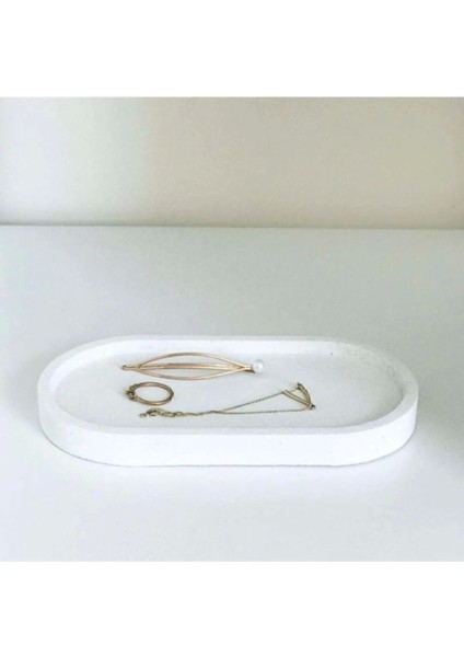 Bohem Tarz Takı Tabağı, Dekoratif Beton Tepsi, Beyaz ve Ekru Şık Organizer modelleri