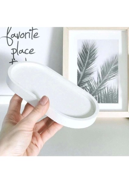 Bohem Tarz Takı Tabağı, Dekoratif Beton Tepsi, Beyaz ve Ekru Şık Organizer fırsatları