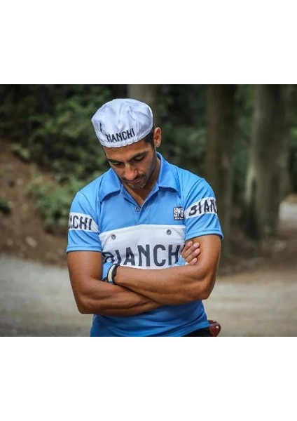Koleksiyonluk Santini Retro Bianchi Bisiklet Forması PE942PLBIANC