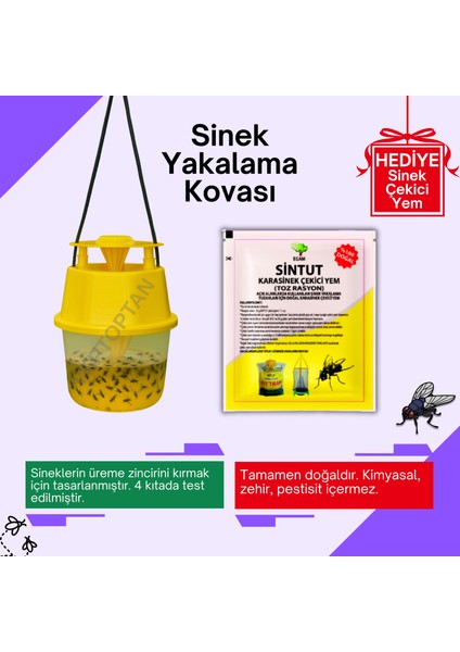 10 Adet Karasinek Tuzağı Kova Kara Sinek Öldürücü Ahır Bahçe Çiftlik Restorant Açık Alan Sintut indirimleri