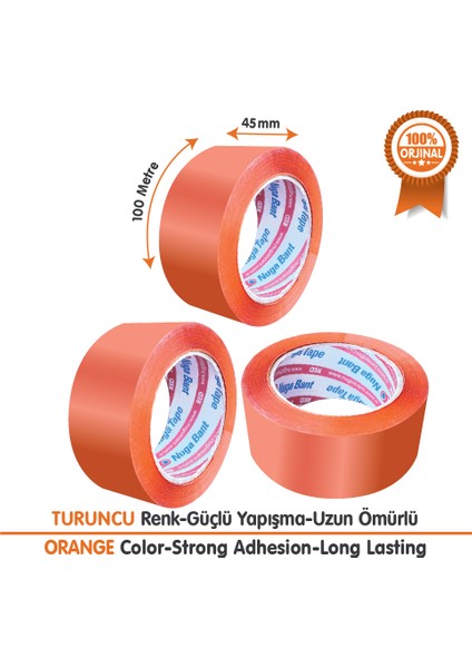 Turuncu Hotmelt Yapışkanlı Koli Bandı 45X100 - Güçlü, Dayanıklı ve Hızlı Yapışan Ambalaj Bandı fiyatları
