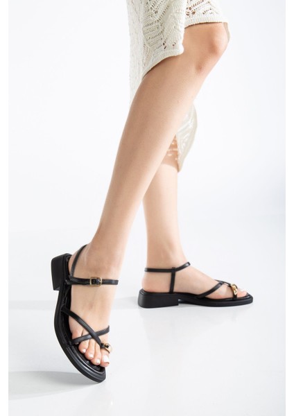 Elit BTLP01 Kadın Düz Sandalet Siyah