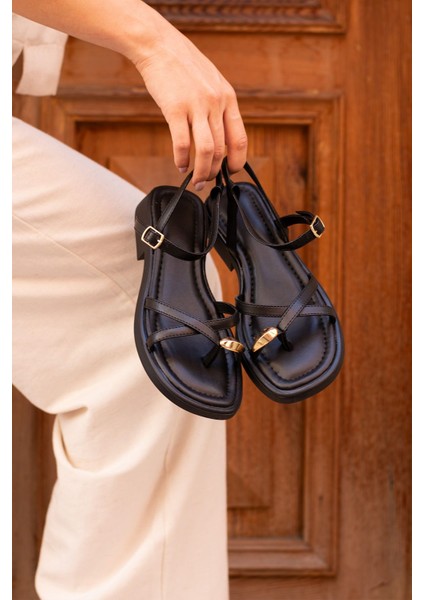 Elit BTLP01 Kadın Düz Sandalet Siyah modelleri