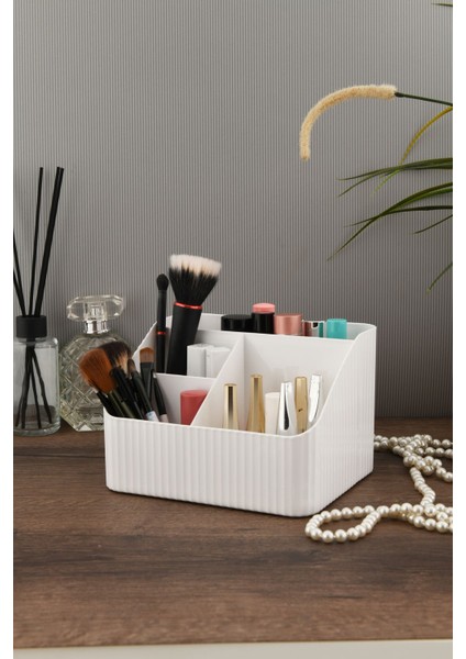 Beyaz Çok Bölmeli Makyaj ve Kozmetik Düzenleme Kutusu fırsatları