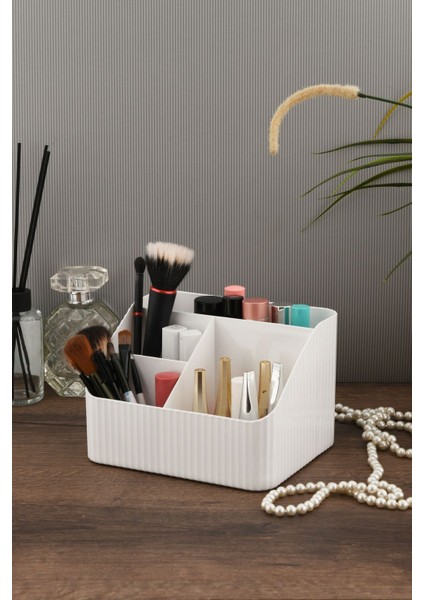 Beyaz Çok Bölmeli Makyaj ve Kozmetik Düzenleme Kutusu indirimleri