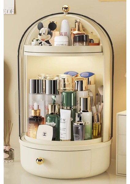 Beyaz 360 Döner Standlı Çekmeceli Kozmetik Organizer fiyatları