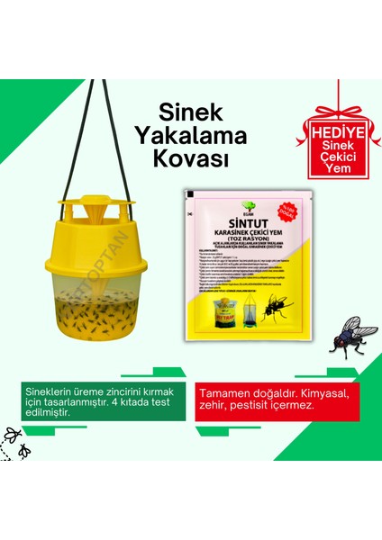 3 Adet Karasinek Tuzağı Kova Kara Sinek Öldürücü Ahır Bahçe Çiftlik Restorant Açık Alan Uygun Sintut indirimleri