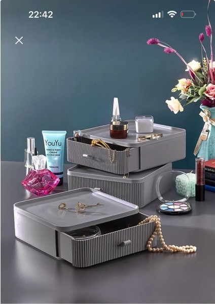 3 Çekmeceli Koyu Gri Çok Amaçlı Düzenleyici Organizer fiyatları