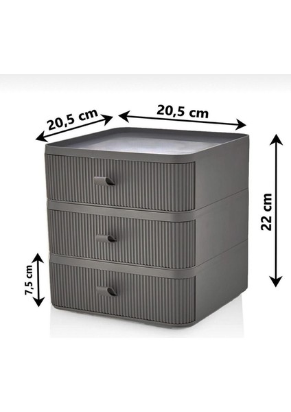 3 Çekmeceli Koyu Gri Çok Amaçlı Düzenleyici Organizer modelleri
