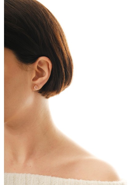 Doğal Pembe Kuvars Taşlı Damla Mini Altın Yaldızlı Gümüş Küpe 5847 fiyatları