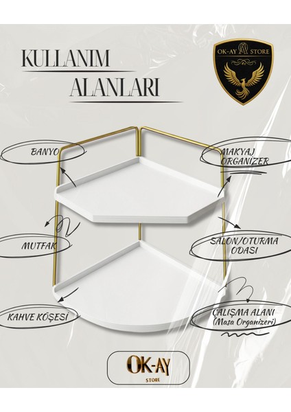 Şık Ahşap ve Çelik Organizer, Mutfak, Banyo, Salon, Çalışma Masası Için Ideal