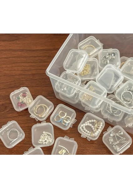 Şeffaf Takı Saklama Kutusu 3,5cm x 3,5cm 5’li Beyaz