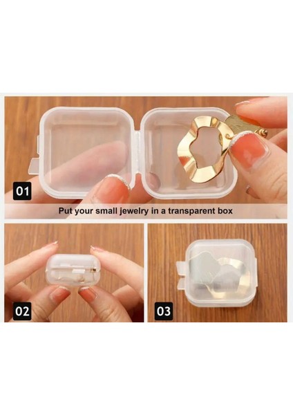Şeffaf Takı Saklama Kutusu 3,5cm x 3,5cm 5’li Beyaz indirimleri