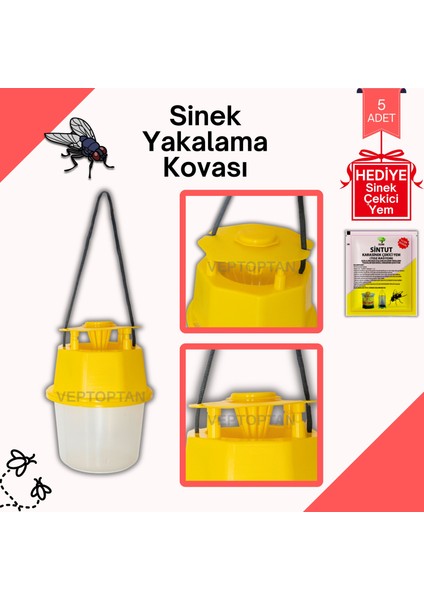 5 Adet Karasinek Tuzağı Kova Kara Sinek Öldürücü Ahır Bahçe Çiftlik Restorant Açık Alan Uygun Sintut fiyatları