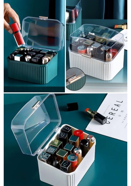 15 Bölmeli Kapaklı Oje ve Ruj Düzenleyici Organizer, Pratik ve Şık Tasarım