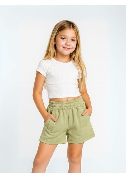 Kız Çocuk Pamuklu Cepli Şort