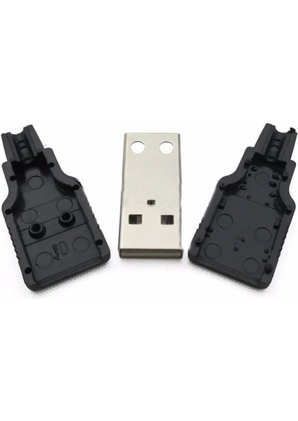 5'li IC‑264A 4 Pin USB Erkek Soket – Kapaklı, Plastik Kılıflı Lehimli Seyyar Bağlantı Ucu