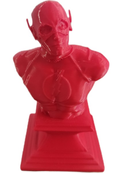 3D Baskı Flash Büst Figür – 10 cm | Kırmızı Renk | Masa Üstü Dekor