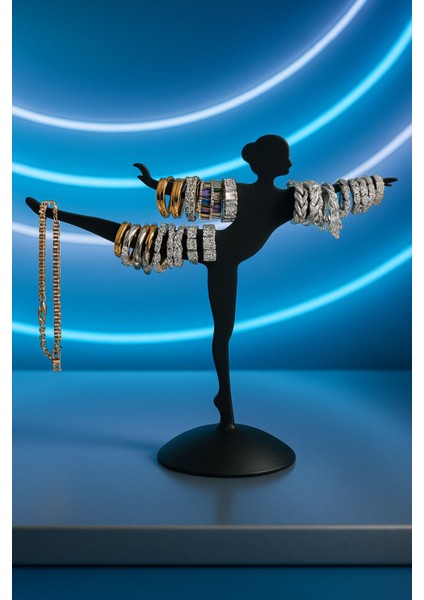 Siyah Balerin Tasarımlı Takı Düzenleyici, Askılık, Kolye, Yüzük ve Küpe Stendi