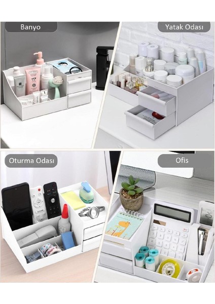 Şık Beyaz Çekmeceli Makyaj ve Kozmetik Organizer fiyatları