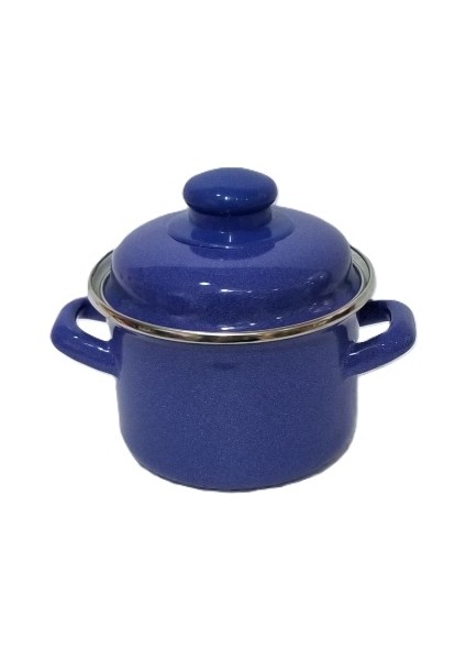 -Alev 12 cm Mavi Emaye Derin Tencere 0,90 Lt