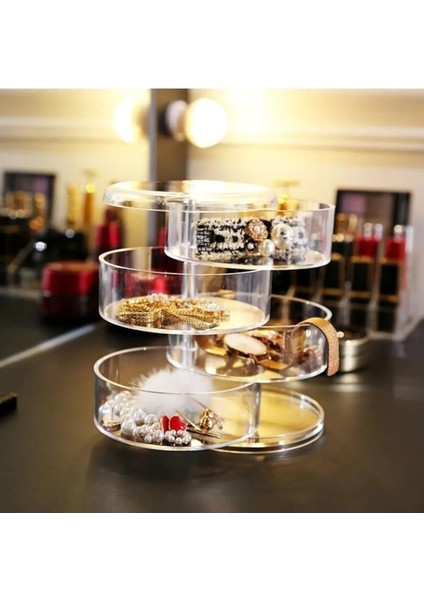 4 Katlı Dönebilen Silindir Takı ve Makyaj Organizer, Beyaz fiyatları