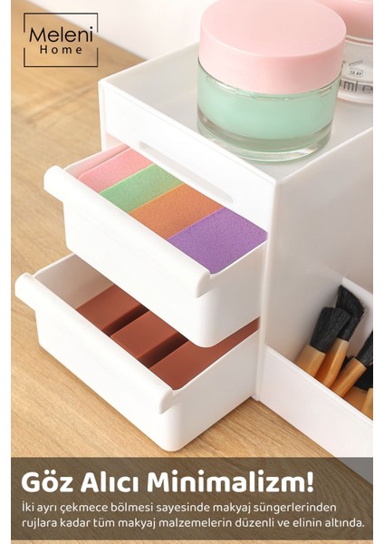 Iki Parça Çok Amaçlı Makyaj ve Takı Düzenleyici Beyaz fiyatları