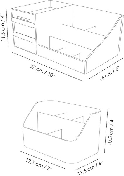 Iki Parça Çok Amaçlı Makyaj ve Takı Düzenleyici Beyaz