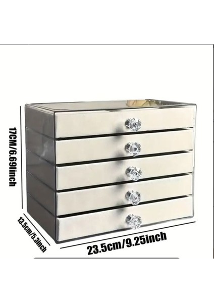 5 Katlı Şeffaf Akrilik Kadife Takı Kutusu Yüzük Kolye Küpe Bileklik Organizeri modelleri