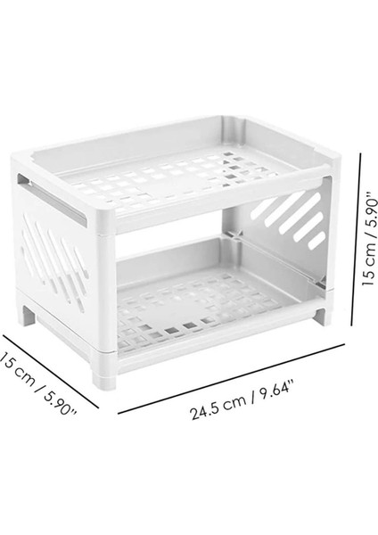 Beyaz 2'li 2 Katlı Banyo ve Makyaj Rafı, Düzenleyici, Parfüm ve Krem Standı indirimleri