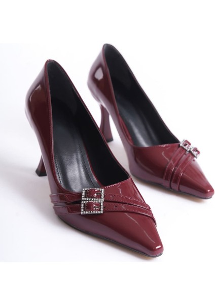 Kemerli Bordo Stiletto Ayakkabı fırsatları